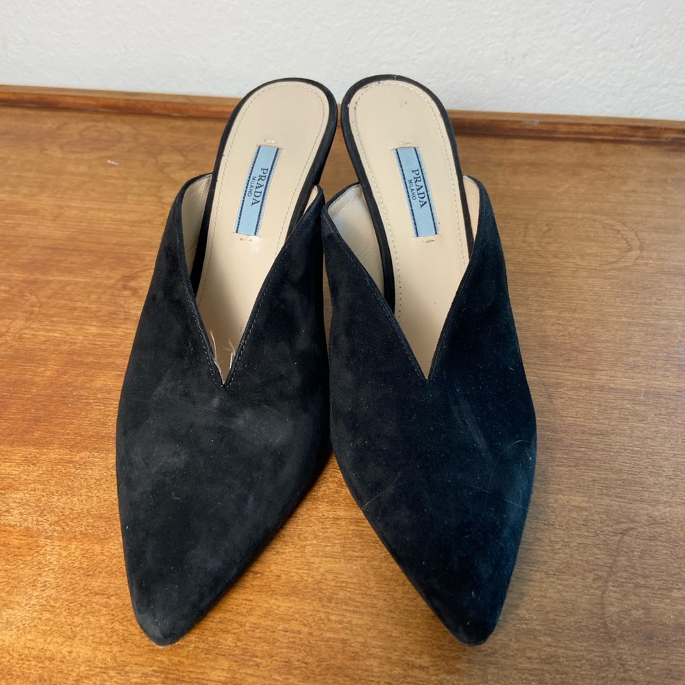 SOLD Prada Black Suede Mules Size 39 - Picture 3 of 14
